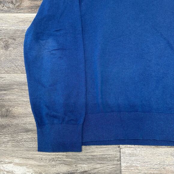 Banana Republic Blue Black Mens L Cotton Cashmere Blend 1/4 Zip Pullover Sweater - Picture 10 of 11